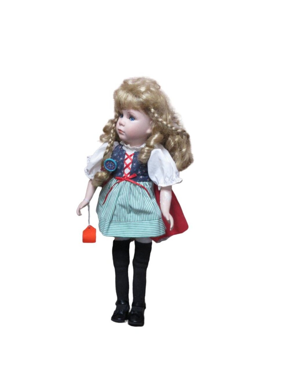 Porcelain & Cloth 18" Doll in German Attire Vintage 1990s